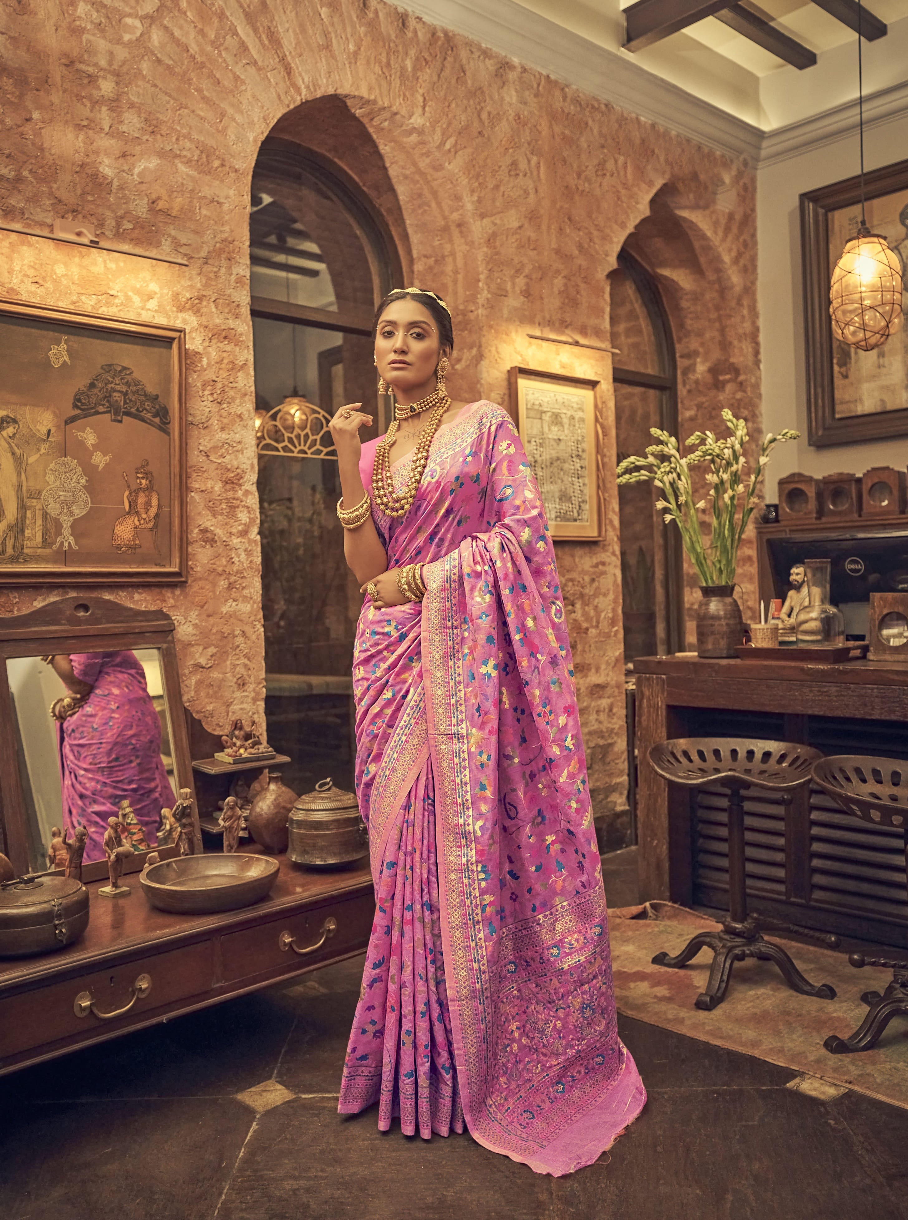 Elora Pure Kashmiri Modal Weaving Designer Saree For Women